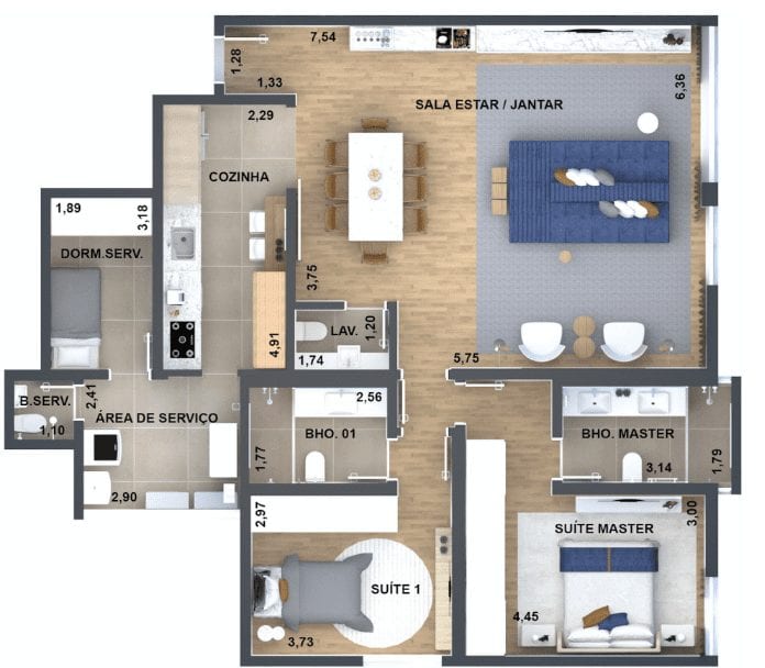 planta-baixa-de-apartamento-planta-humanizada-loft
