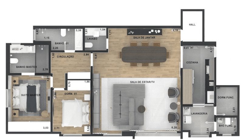 apartamento-de-2-quartos-planta-3-quartos-loft